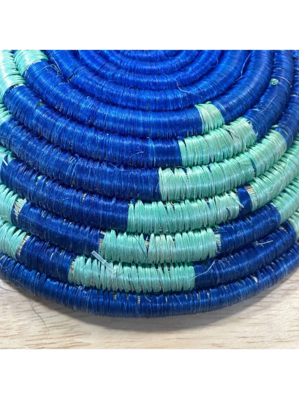 Set of 3 East African Colorful Coiled Baskets Bowls Structured Wall Art